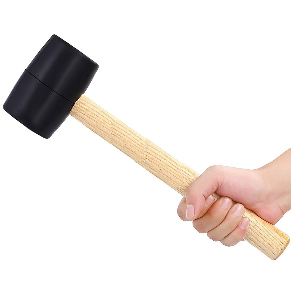 Rubber mallet with wood handle